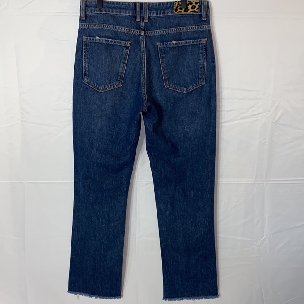Zara Z1975 Denim Distressed Ripped Raw Hem Boyfriend Jeans Size 4 - Picture 9 of 13